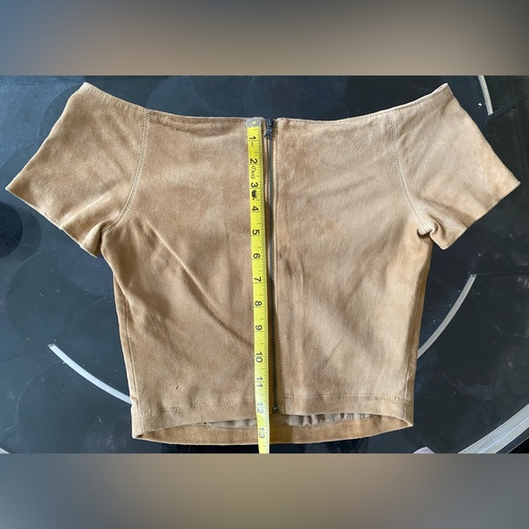 Rare Showroom Sample | Alice & Olivia Faux Suede Crop Top - Picture 11 of 11